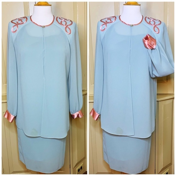 Vintage dress SET 60s 70s PATRA sz S/M Petite embroidery rhinestone silk wedding - Picture 11 of 17